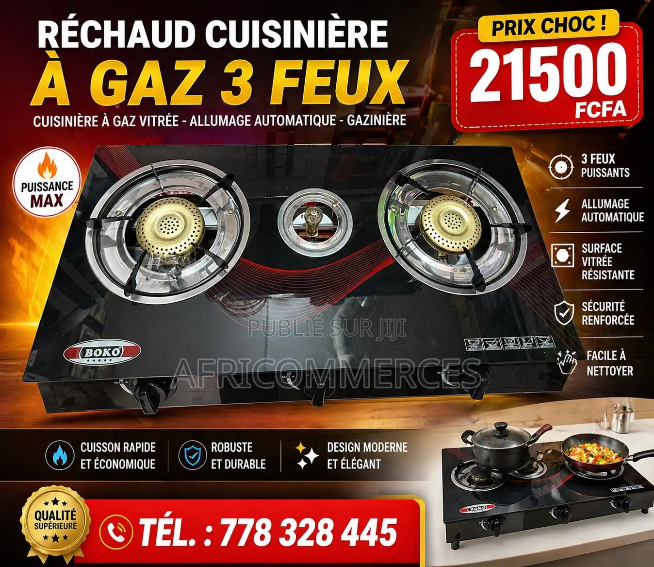 Cuisinière À Gaz 3 Feux