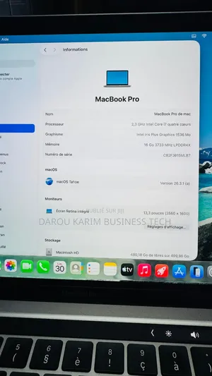 Nouveau Apple MacBook Pro 2020 16GB Intel Core i7 SSD 512GB