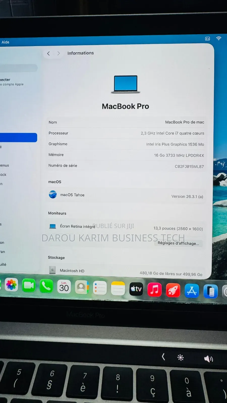 Nouveau Apple MacBook Pro 2020 16GB Intel Core i7 SSD 512GB