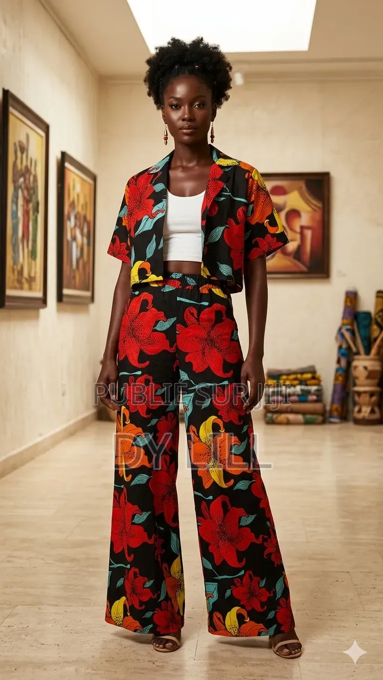 Ensemble Croptop en Tissu Crêpe Pour Jeunes Filles Et Femmes