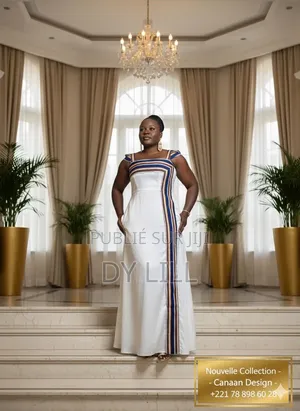 Robe Longue Brodé Avec Du Pagne Tissé