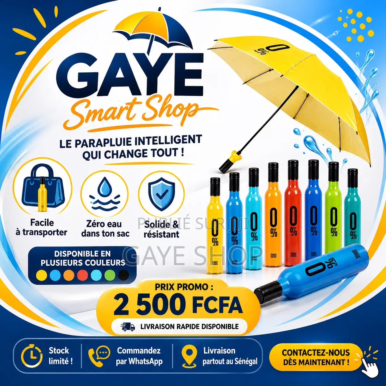 Parapluie Pliable Design Bouteille