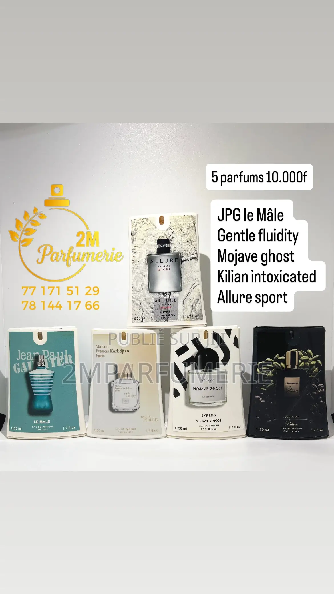 Lot De 5 Parfums À 10.000f