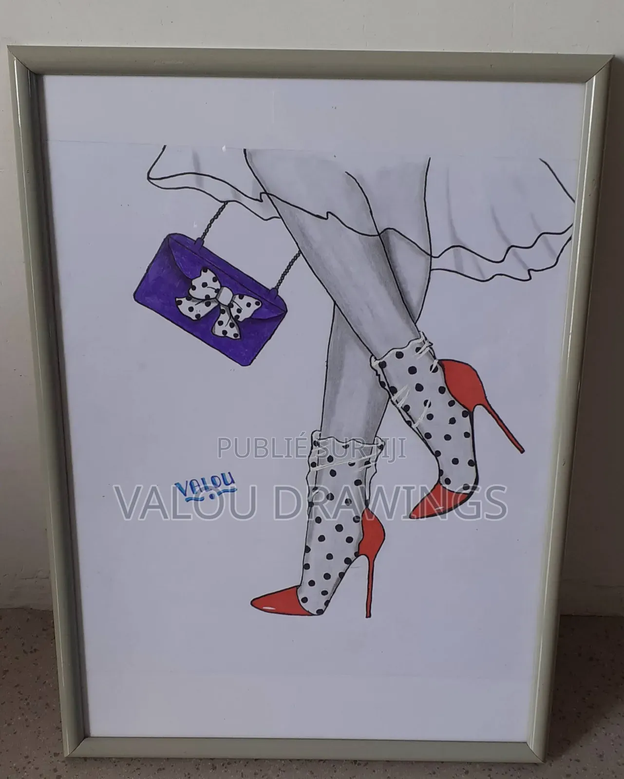 Classy Girl Vibes - Tableau A3- Dessin Fait À La Main
