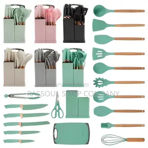 Ensemble Spatule 19 Pièces Avec Planche À Découper en Silicone