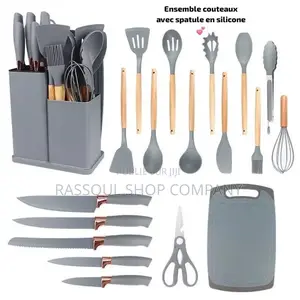 Ensemble Spatule 19 Pièces Avec Planche À Découper en Silicone