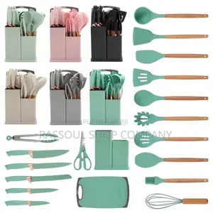 Ensemble Spatule 19 Pièces Avec Planche À Découper en Silicone