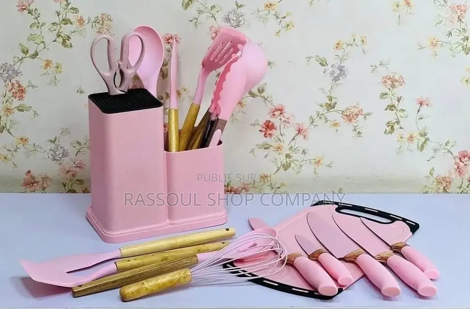 Ensemble Spatule 19 Pièces Avec Planche À Découper en Silicone