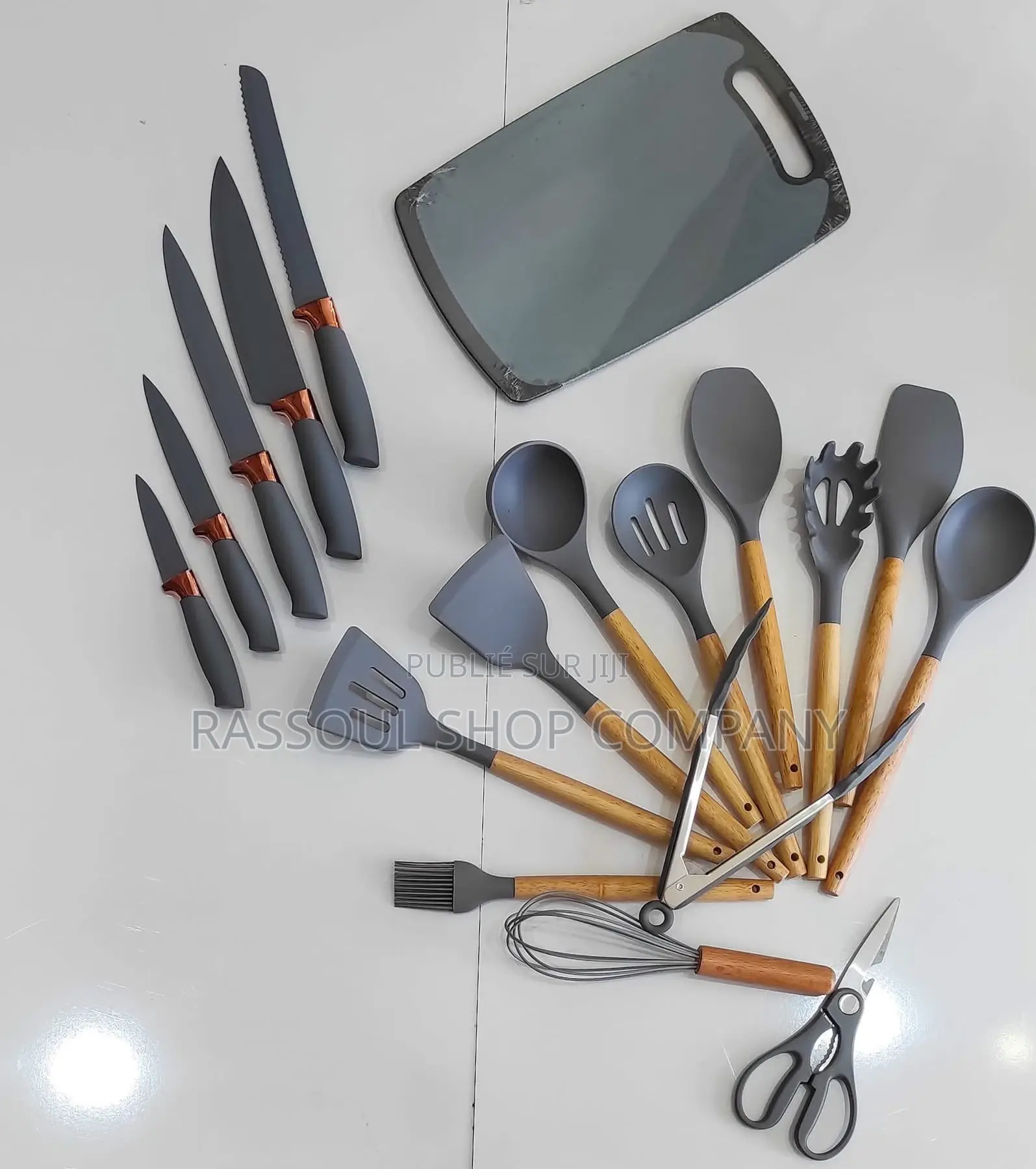 Ensemble Spatule 19 Pièces Avec Planche À Découper en Silicone
