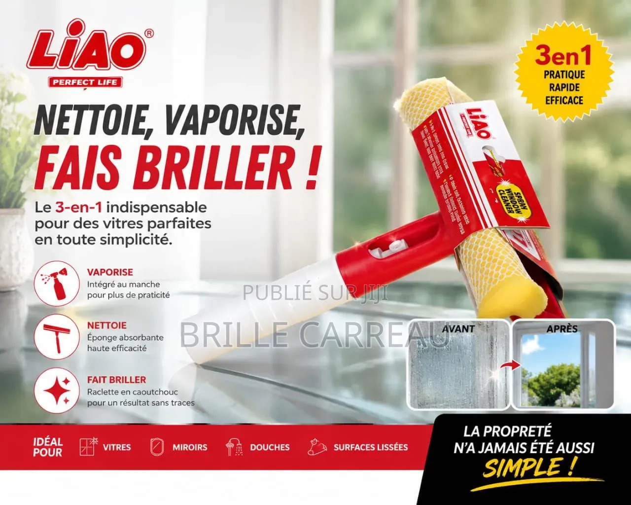 Nettoyeur Vitre 3 en 1 Liao – Vaporise, Nettoie Et Fait Briller