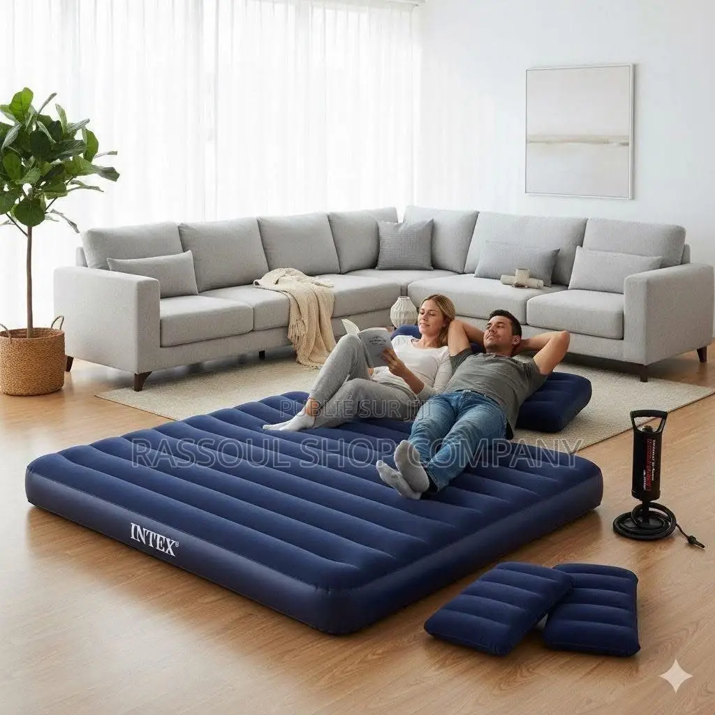 Matelas Gonflable 2 Places Avec 2 Oreillers Et Pompe