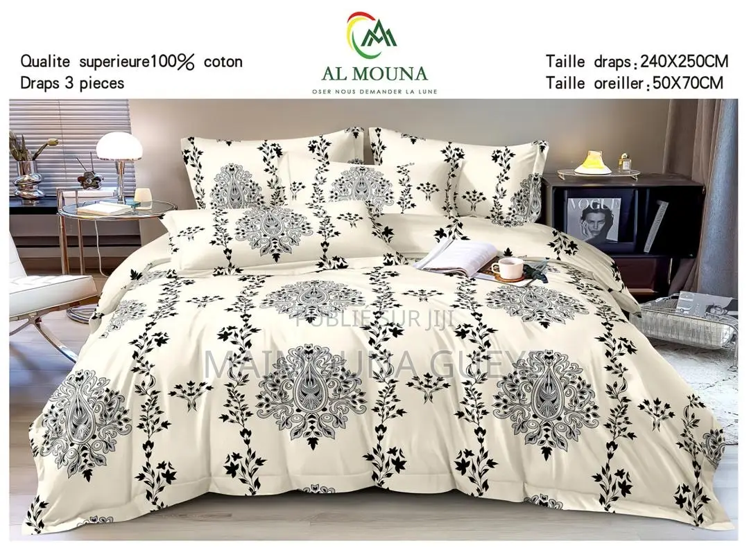 Draps Coton 3 Pièces 1drap Et 2 Taies D’Oreiller