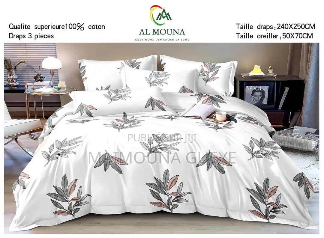Draps Coton 3 Pièces 1drap Et 2 Taies D’Oreiller