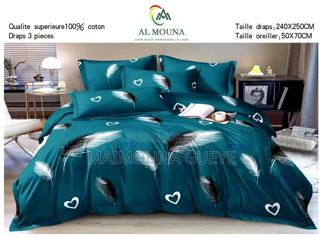 Draps Coton 3 Pièces 1drap Et 2 Taies D’Oreiller