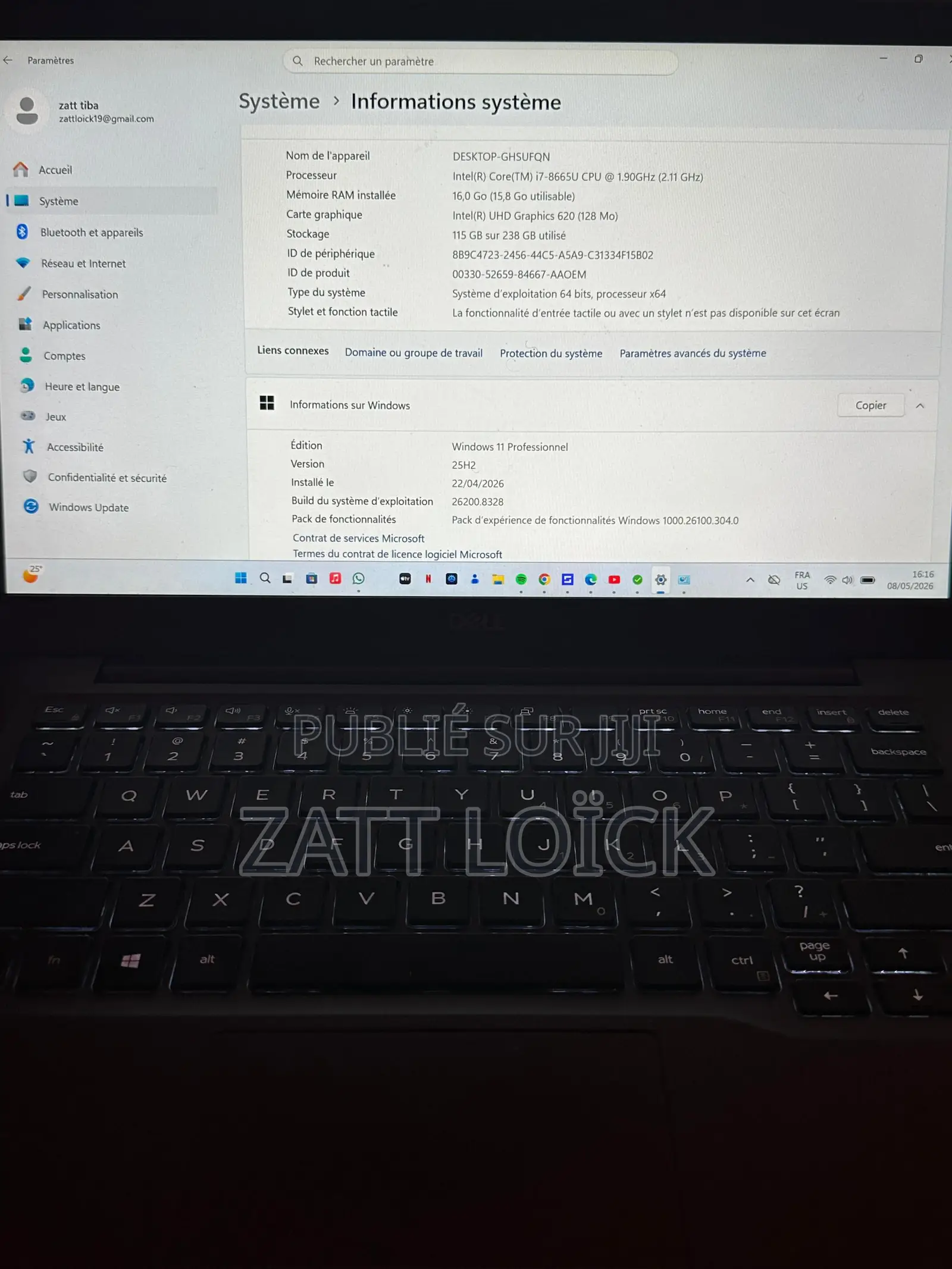 Ordinateur portable Dell Latitude 7300 16GB Intel Core i7 SSD 256GB