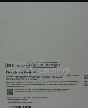 Nouveau Ordinateur portable Apple MacBook Neo 2026 8GB Autre SSD 256GB