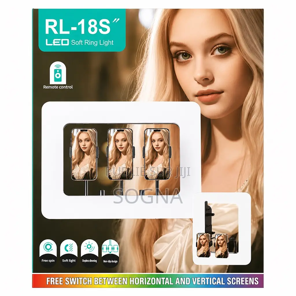 Ring Light 18 Pouces Avec Télécommande Et Support Téléphone