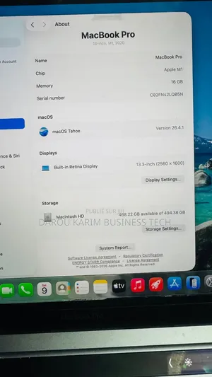 Nouveau Apple MacBook Pro 2020 16GB Apple M1 SSD 512GB