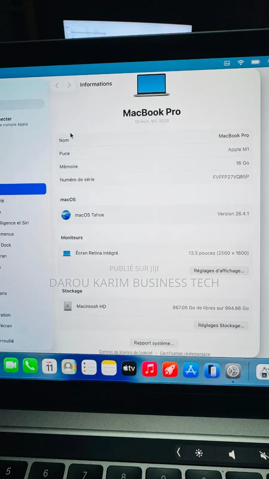 Nouveau Ordinateur portable Apple MacBook Pro 2020 16GB Apple M1 SSD 1T