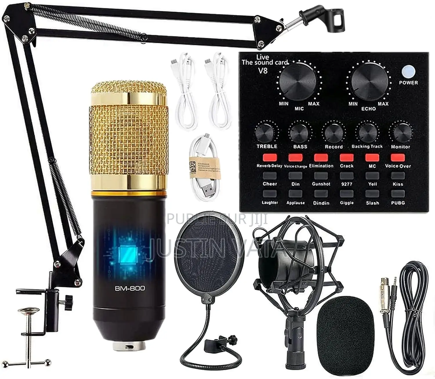 Équipement De Podcast Carte Son V8, Microphone De Studio B800