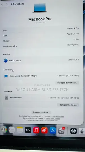 Nouveau Apple MacBook Pro M1 32GB Apple M1 Pro SSD 512GB