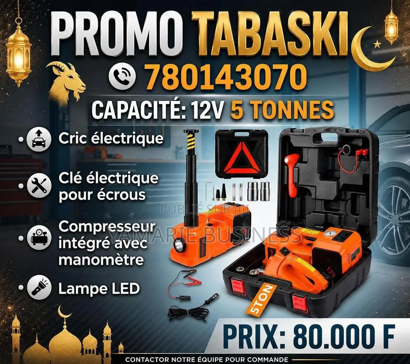 Cric Électrique 5 Tonnes+ Compresseur À Air+ Clé Électrique