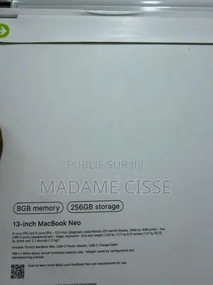 Nouveau Ordinateur portable Apple MacBook Neo 2026 8GB Autre SSD 256GB