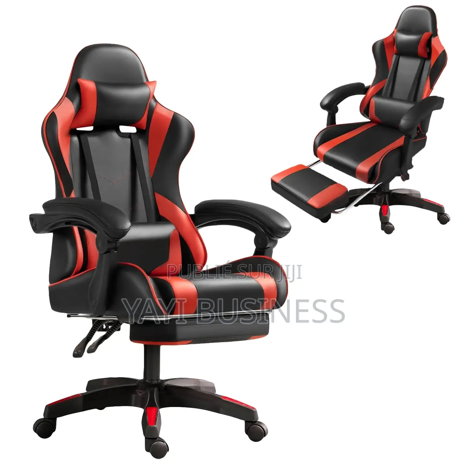 Chaise Gamer Réglable Et Inclinable Avec Repose-Pied Rouge