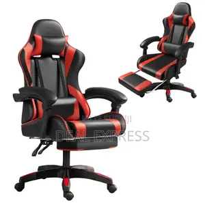 Chaise Gamer Réglable Et Inclinable Avec Repose-Pied Rouge