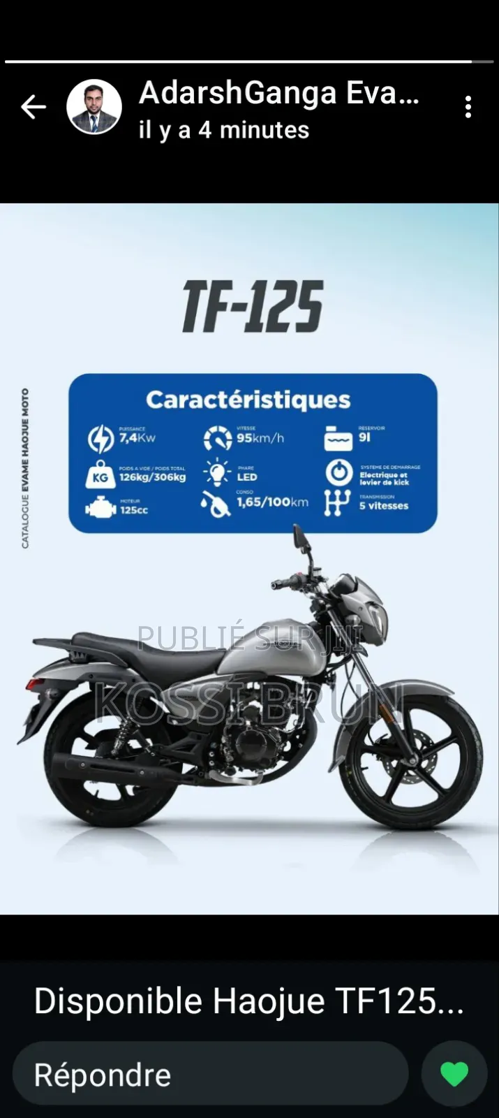 Nouveau Haojue CD125 2025 Noir