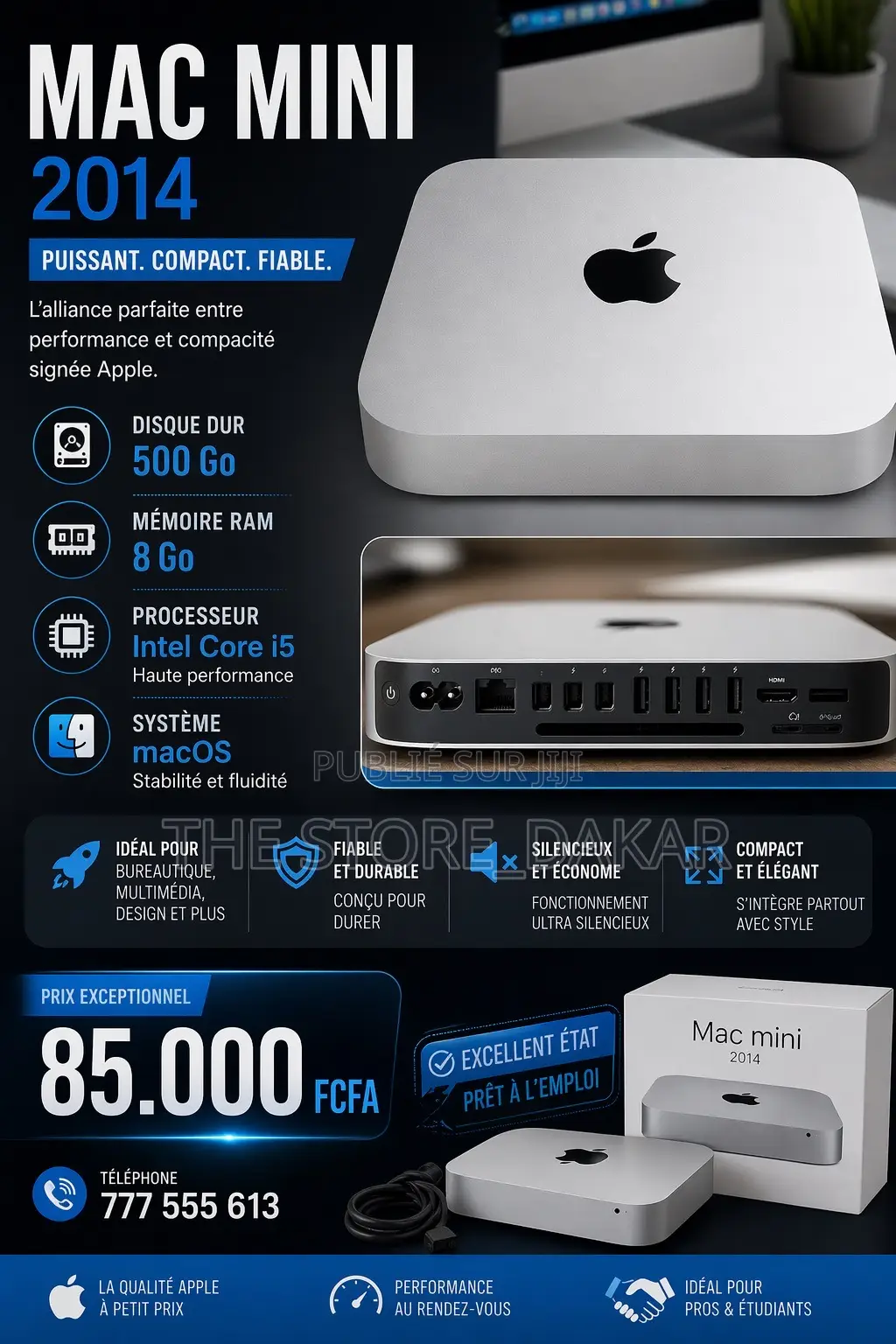 Ordinateur de bureau Apple Mac Mini 8GB Intel Core i5 HDD 500GB