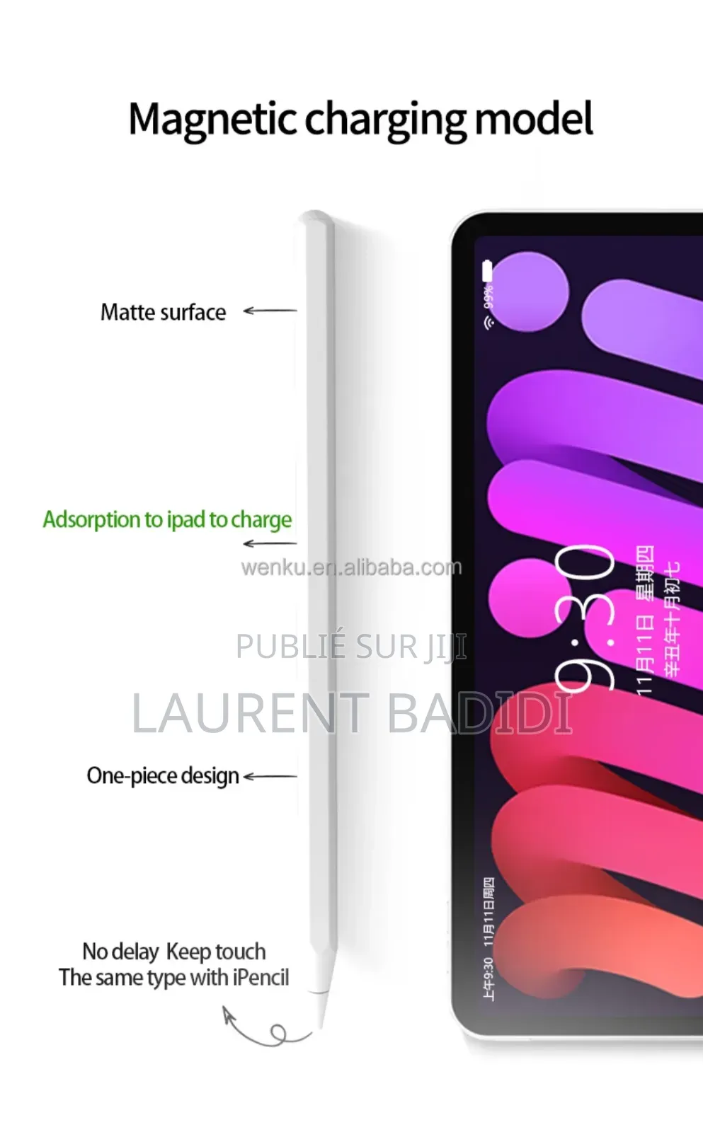 Stylet Magnétique Connecté Pour iPad