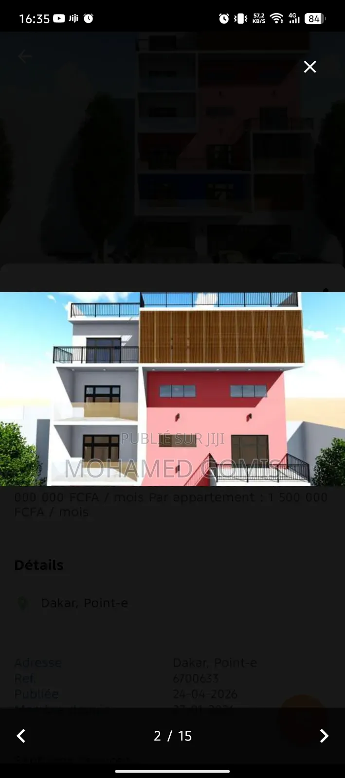 6chbre Appartement-terrasse dans Point E à Vendre