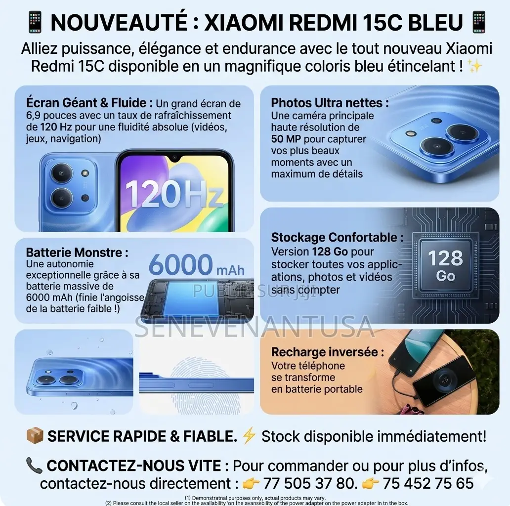 Nouveau Xiaomi Redmi 15C 4G 128 GB Bleu