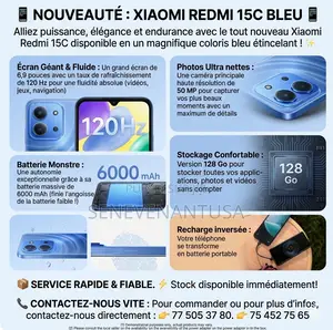 Nouveau Xiaomi Redmi 15C 4G 128 GB Bleu