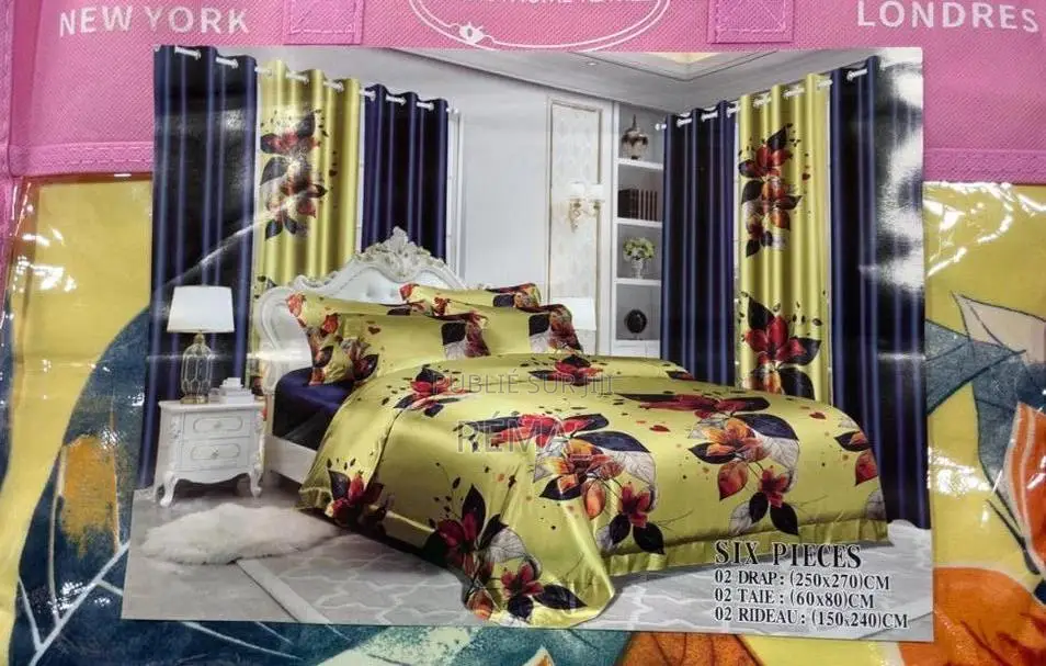 Ebsemble 8 Pièces Haute Qualité Avec 2 Rideaux Assortis – Style Luxe