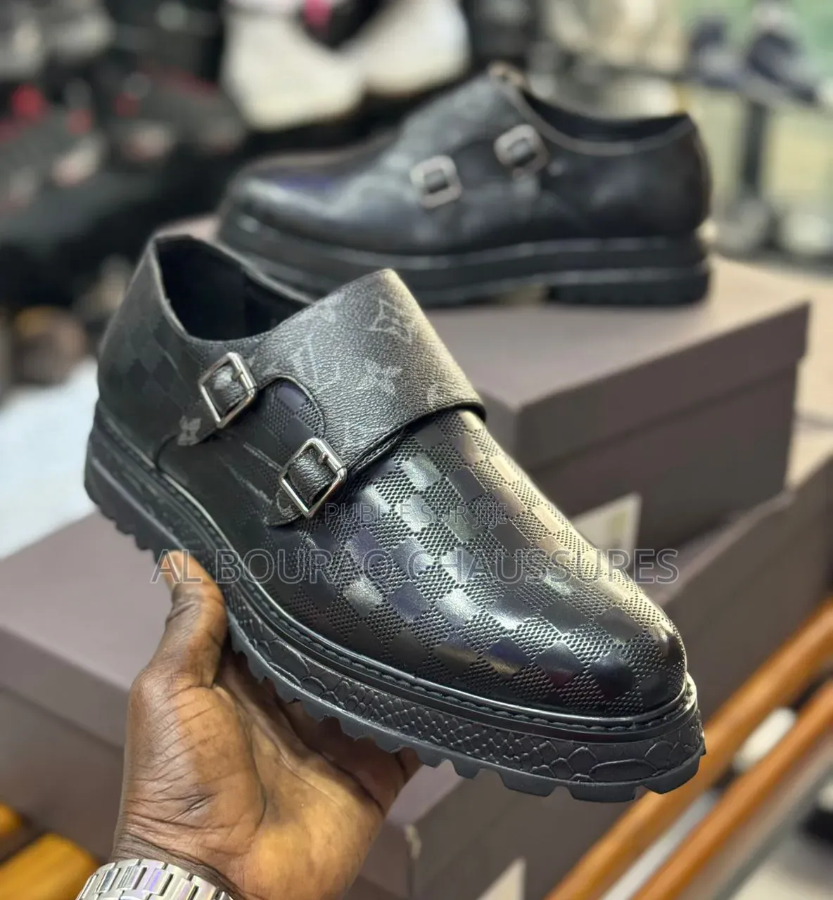 : Mocassins Double Boucle "Style Lv" - Cuir Damier Luxe – Neufs