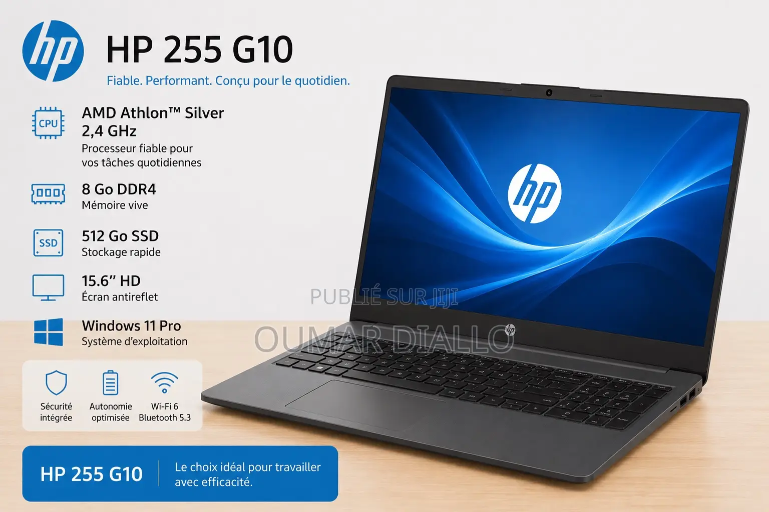 Ordinateur de bureau HP 268 Pro G1 8GB AMD Ryzen 7 SSD 512GB