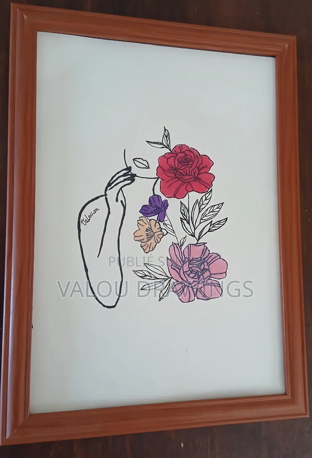 Blooming Grace- Tableau A4- Dessin Fait À La Main- Décoratif