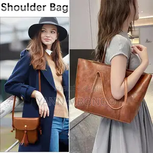 Sac À Main Femme 4 Pièces en Cuir Marron Chic Et Élégant