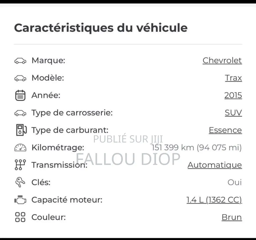 Chevrolet Trax 2015 Noir