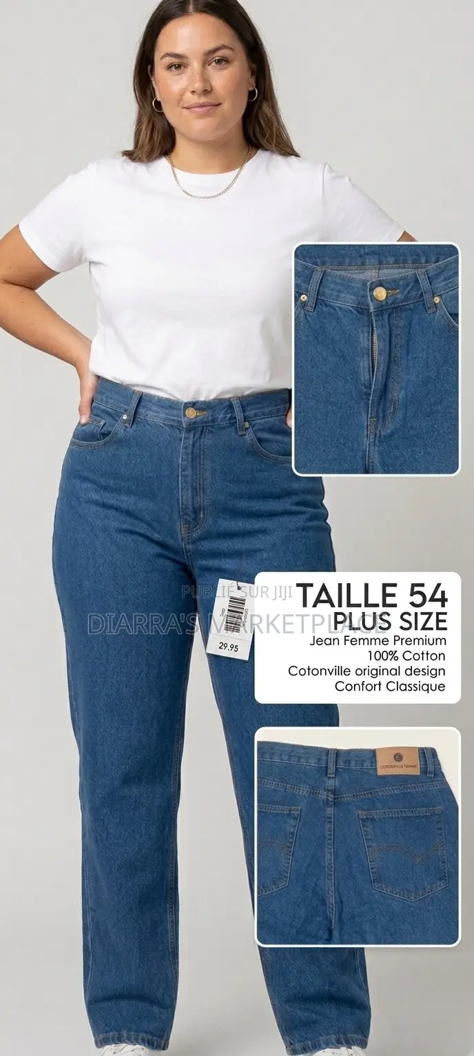Jean Femme Premium Cotonville – Coupe Droite Classique – Taille 54