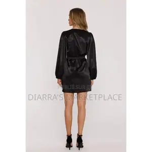 Robe Noire en Satin Drapée - Taille 32