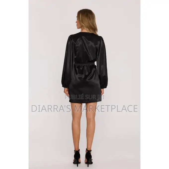 Robe Noire en Satin Drapée - Taille 32