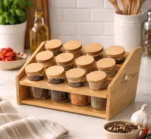 Pot Epice 12 Pièces Avec Support en Bois Prix:5000f Contact