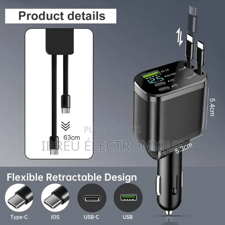Chargeur De Voiture Rétractable