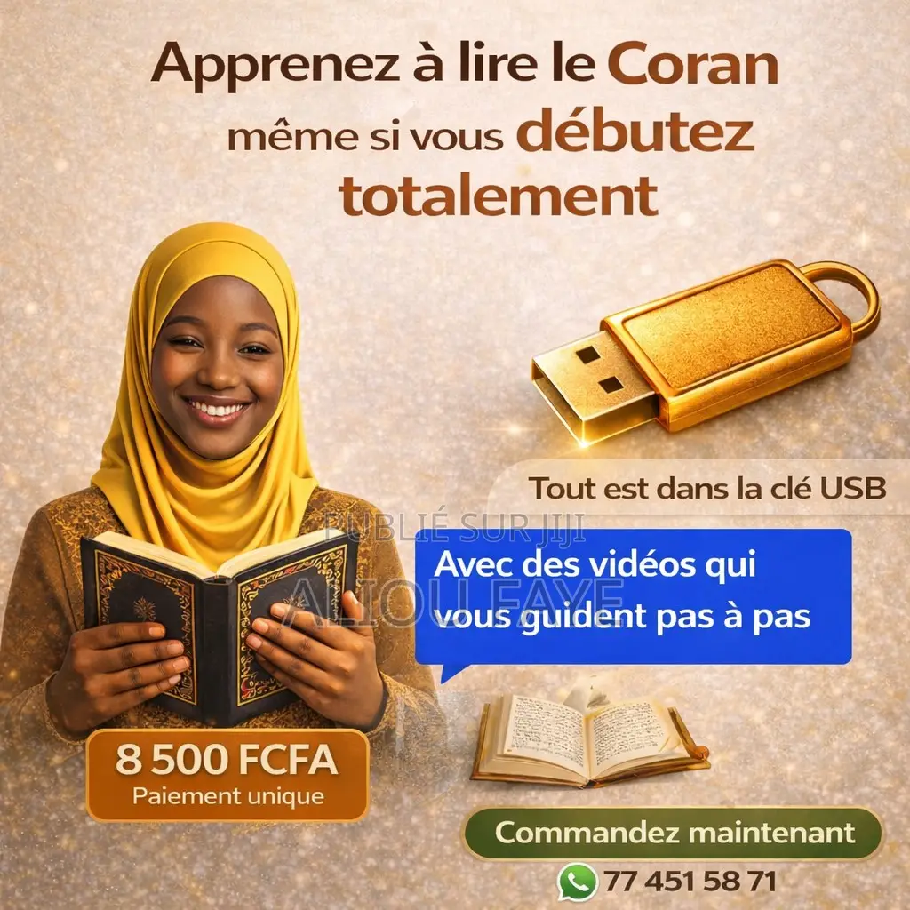 Clé Usb Pour Apprendre À Lire Le Coran Rapidement: Avec Des Vidéos.