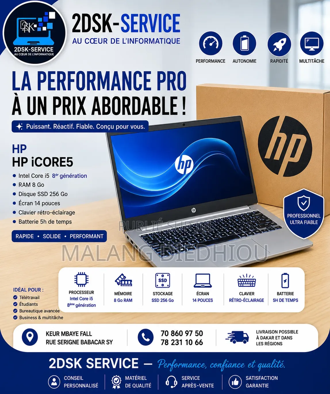 Nouveau HP EliteBook 840 G5 8GB Intel Core i5 SSD 256GB