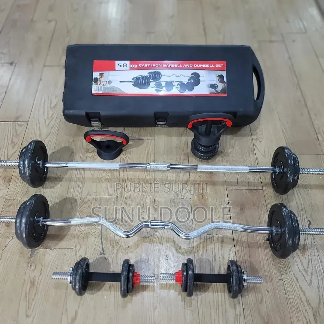 Ensemble Haltères Barres En Fonte – 58 Kg