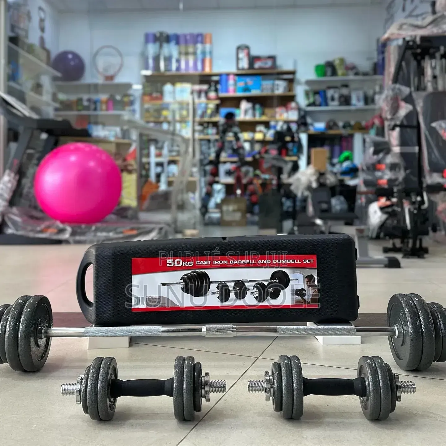 Kit 50 Kg Haltères Et Barre Musculation Avec Disque